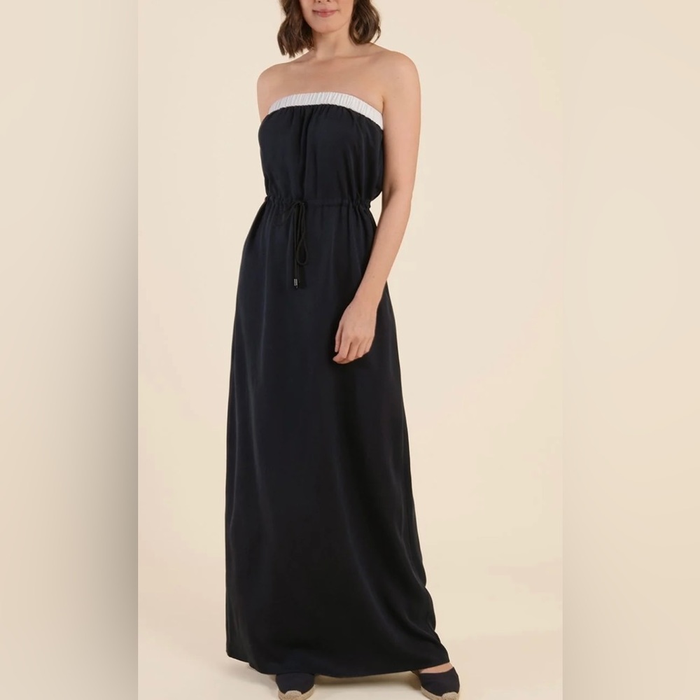 J Crew Strapless Maxi Navy Blue Dress